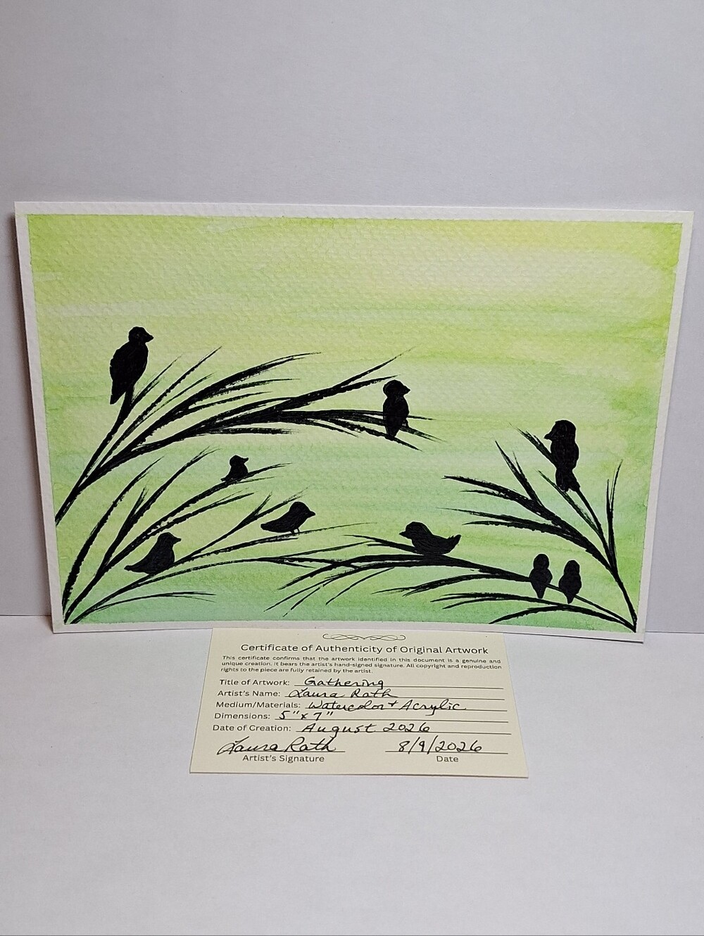 "Gathering" Hand-painted watercolor & acrylic painting - Picture 4 of 12